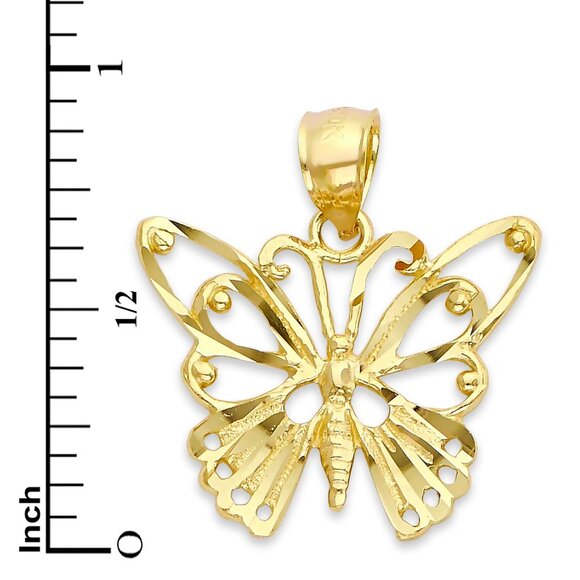 Solid 14k Gold Butterfly Pendant - Animal Insect Jewelry Gifts for Her - Picture 3 of 5